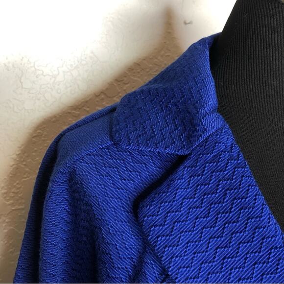 Anthropologie blue chevron textured button front blazer size 12 - Picture 6 of 16
